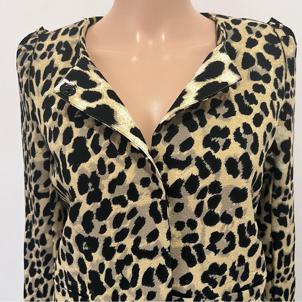 Warehouse Leopard Print Jacket Elegant Snap Front… - image 6